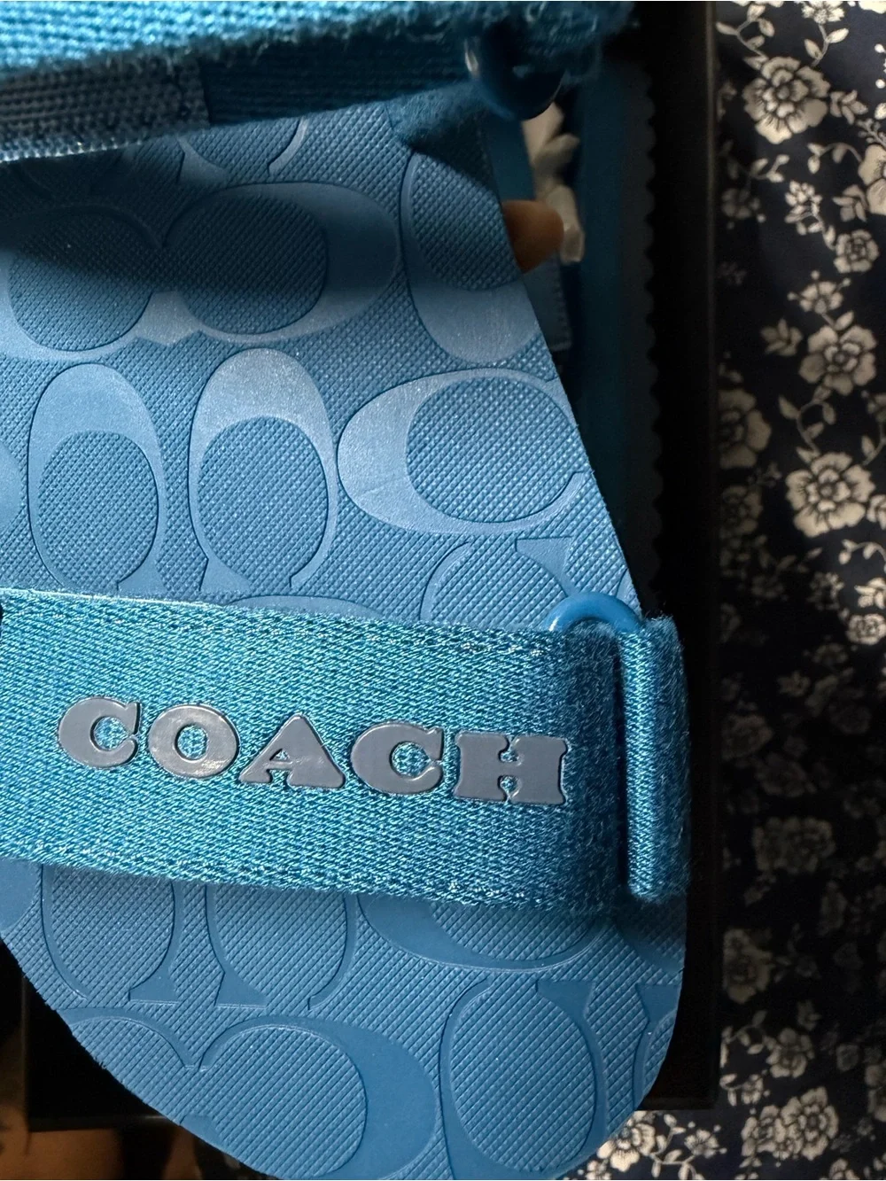 Coach Blue Adjustable Strap Sandals